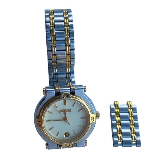 Gucci 3000L Gold & Silver Two-Tone Women’s Watch – Date – 26mm Quartz – 6” - Picture 10 of 10